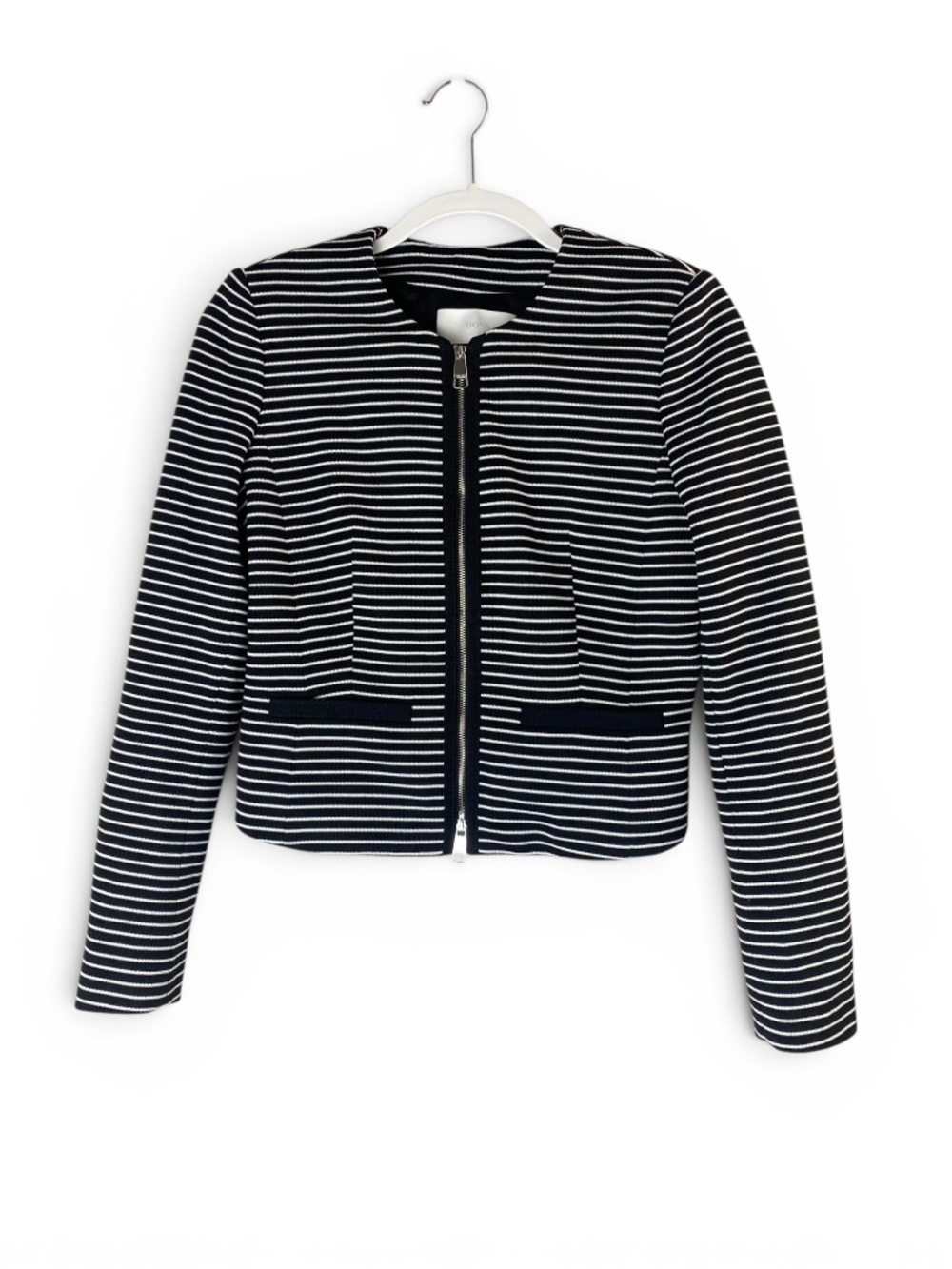 Hugo Boss Kubina Stripe Knit Jacket Cropped Size 2